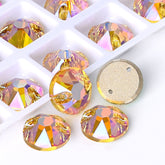 Light Topaz Shimmer XIRIUS Round Shape High Quality Glass Sew-on Rhinestones WholesaleRhinestone